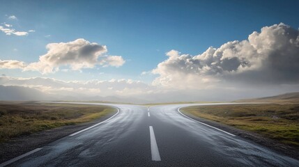 Fototapeta premium A road splits into two, symbolizing divorce and life choices.