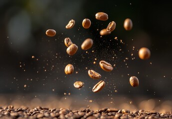 Fototapeta premium Falling coffee beans