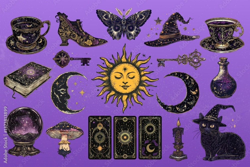 Poster whimsigoth element set