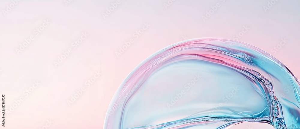 Poster colorful soap bubble floating against a soft pastel background creating an ethereal and dreamy atmos
