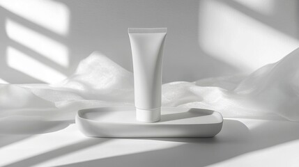 Elegant Cosmetic Cream Tube Mockup Display with Refined Lighting Effects
