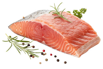 raw salmon steak with rosemary