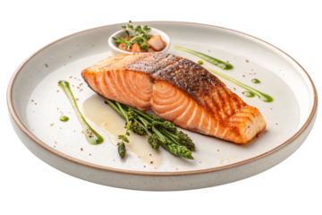 grilled salmon steak with lemon and dill