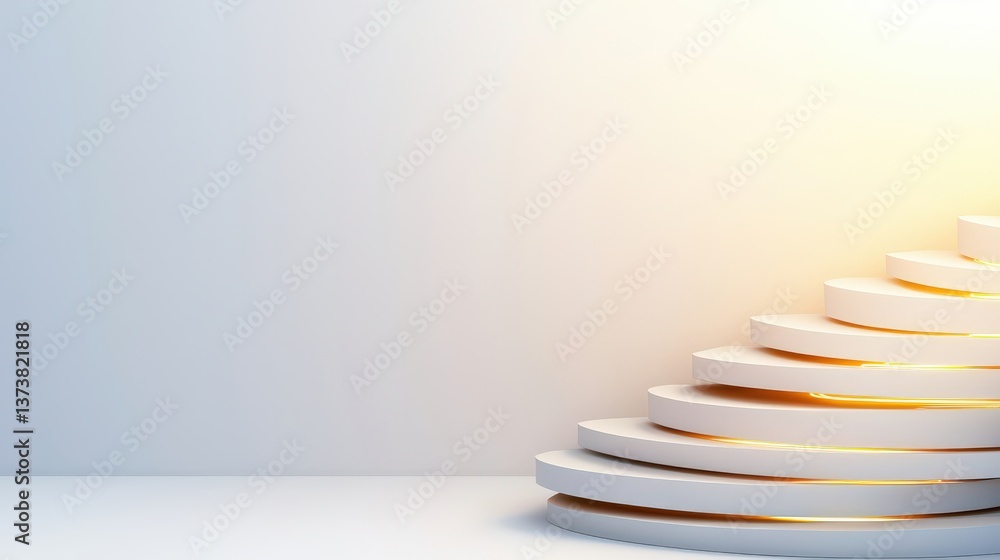 Poster professional change promotion concept. abstract circular steps with soft gradient lighting.
