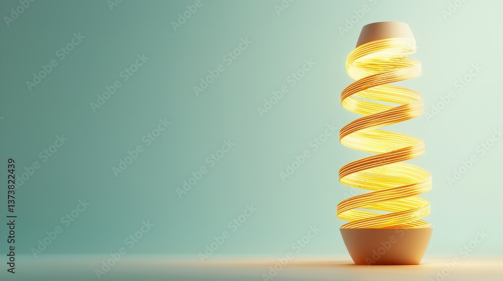 Poster professional change promotion concept. modern lamp with a spiral design illuminating a minimalistic 