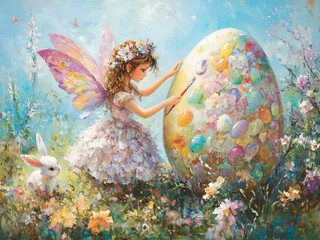 Vintage Easter Fairy painting Easter Egg