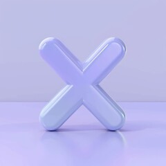 Obraz premium Minimalist periwinkle X icon showcasing trendy design in front view with 3D effects