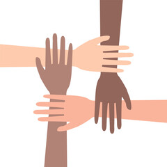 crossed hands like solidarity or teamwork