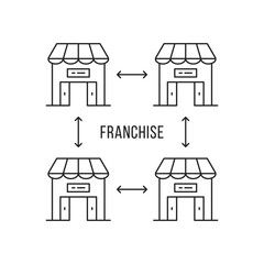 franchise icon with chain of shops or cafes