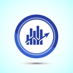 Bar chart icon design illustration, Graph icon, Growth sign, Growth chart, Blue color button design