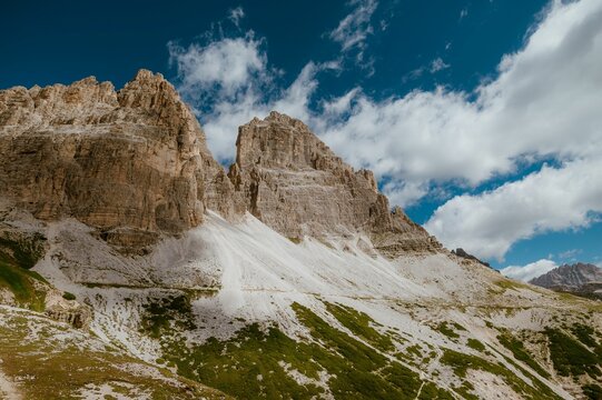Majestic mountain range under blue sky - Powered by Adobe