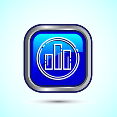 Bar chart icon design illustration, Graph icon, Growth sign, Growth chart, Blue color square button design
