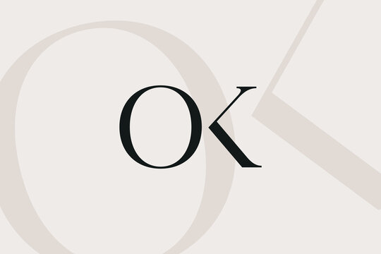 OK or KO letter logo icon design. Classic style luxury initials monogram.