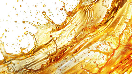 Vibrant golden beer wave splash, fresh liquid texture isolated on white background
