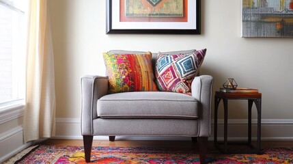 Colorful cozy reading nook