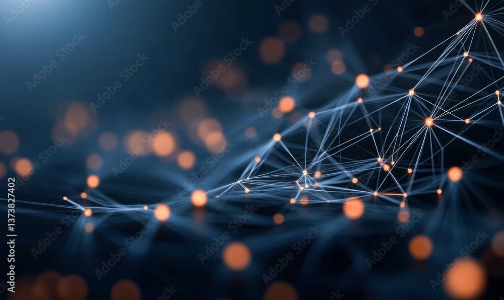 Poster an abstract rendering illustrates neural network connections in a digital infrastructure for data an