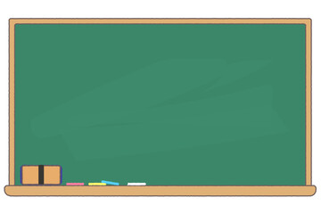 Obraz premium シンプルな木製の茶色いフレームの何も書いていない緑色の黒板のイラスト