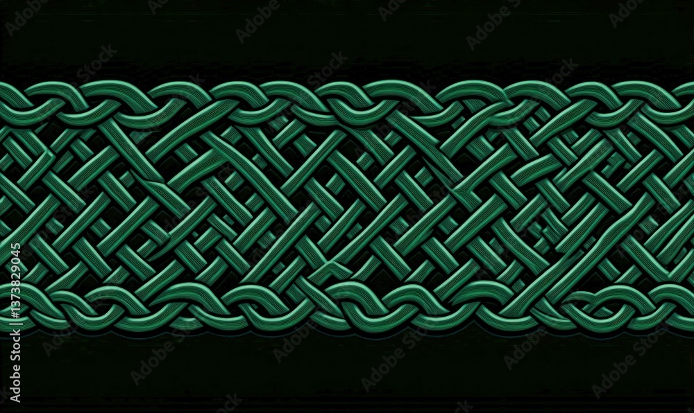 Poster intricate green celtic knot seamlessly intertwines, creating a captivating and decorative pattern.