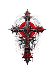 Tattoo Vorlage Kreuz schwatz-rot