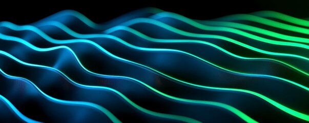 A futuristic abstract background with glowing circuit like patterns in blue and green . Glowing digital artwork.