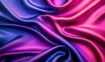 Fototapeta premium A vibrant blend of smooth silk fabric flows with waves of blues, purples, and pinks.