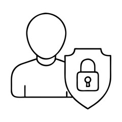 Obraz premium User privacy protection icon with security shield 
