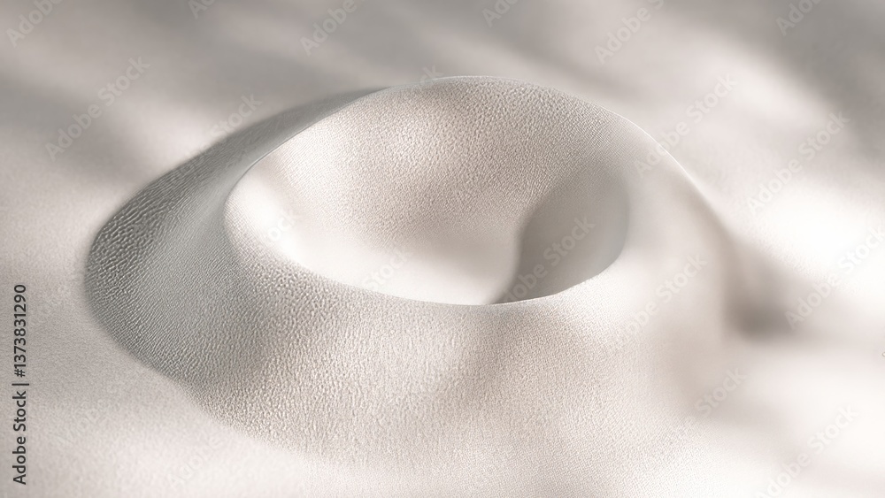 Poster soft white dough morphs, flattens and transforms, creating a smooth surface with dynamic shadows pla