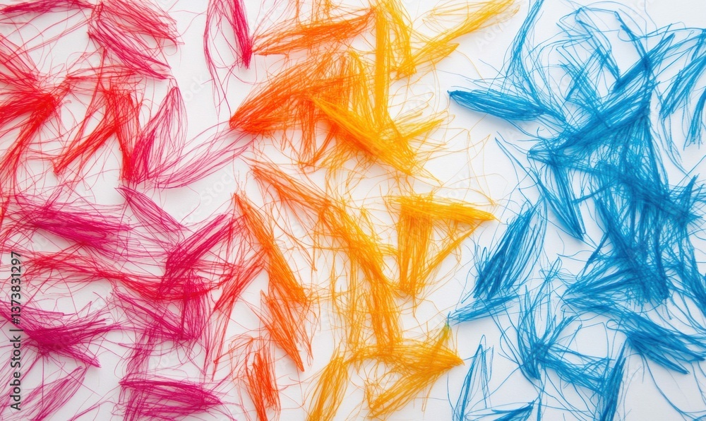 Poster dynamic composition of vibrant colored fibers creates an abstract and textured background.