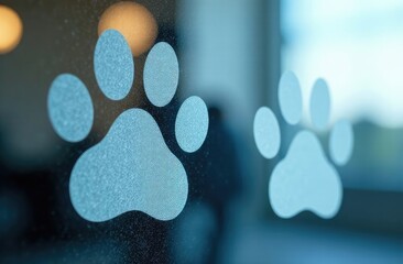 Paw prints on glass door indicate pet-friendly establishment welcoming furry visitors