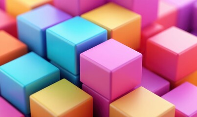 Obraz premium A vibrant stack of colorful cubes creates an eye-catching and playful abstract background.