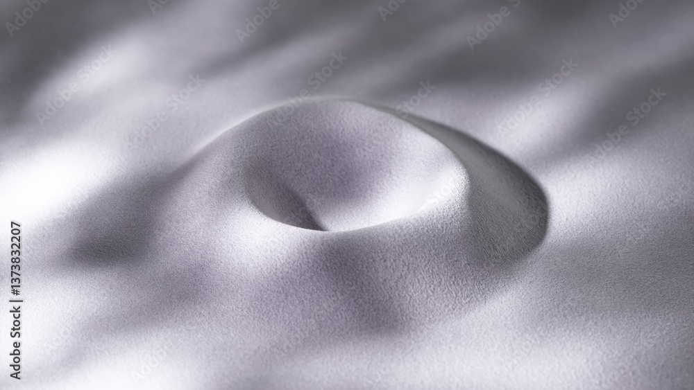Poster pristine white surface gently warping, softly bending into concave configuration while subtle shadow
