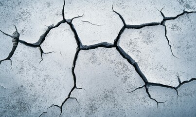 Cracked concrete surface shows detailed fissures creating an abstract, textured pattern overhead.