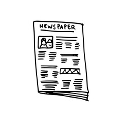 Newspaper doodle cartoon hand-drawn vector business element illustration.