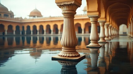 Pillar column support base flat design front view architectural theme water color vivid