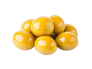 Bright yellow easter eggs for festive decoration and celebration on a transparent background, cut out