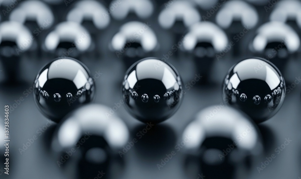 Poster sleek chrome spheres create a modern, abstract, and visually interesting pattern and background.