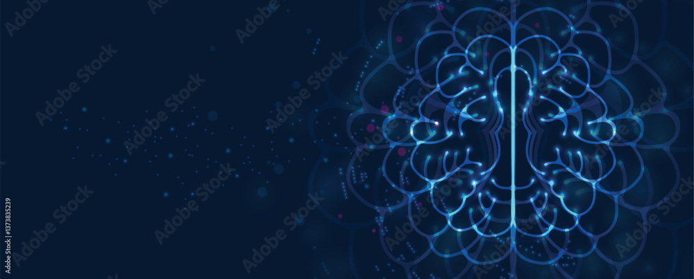Poster artificial intelligence brain concept. abstract technology background