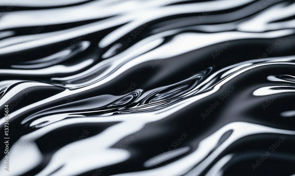 Poster captivating dark liquid undulates with a sleek and glossy surface, creating a mesmerizing abstract.