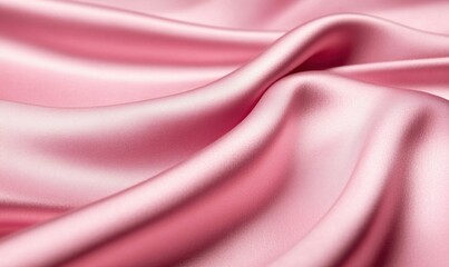 Obraz premium An elegant close-up of flowing pink silk fabric with soft waves and subtle shadows.