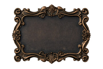 Vintage Bronze Plaque: Ornate bronze plaque or sign with a blank space for text or an emblem, showcasing intricate design elements.