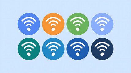 Wireless connection icons various colors flat design