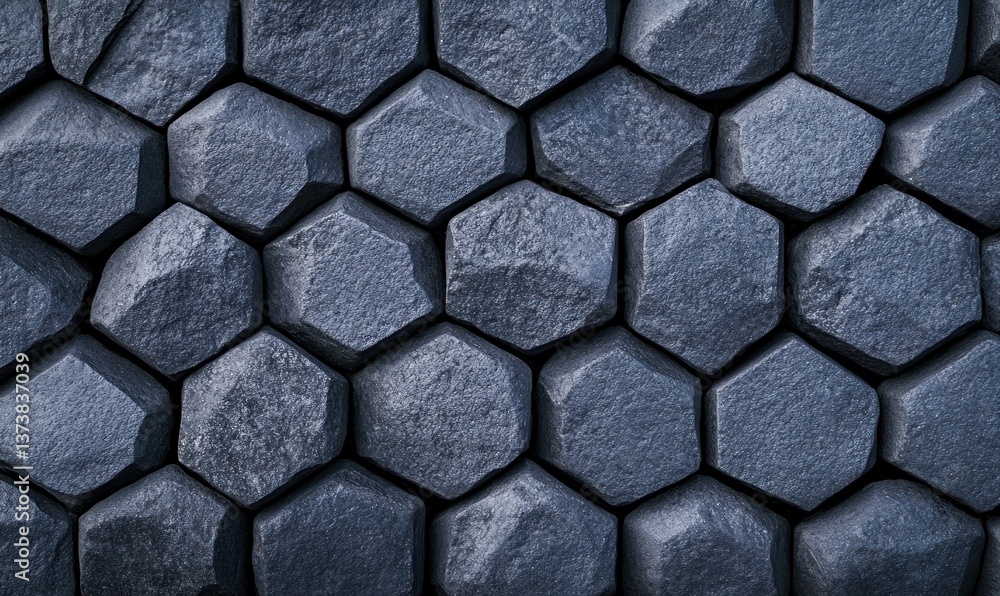 Poster detailed view of basalt columns showcasing unique hexagonal rock formations and textures.