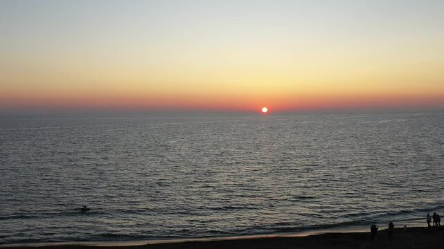 spectacular sunset at the sea in the town of Santa Severa, Rome