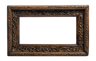 Elegant Carved Frame: This antique wood frame, richly detailed with floral and foliate carvings, sits ready to display your most cherished memories or artwork.