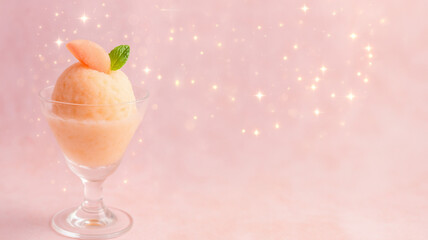 桃のソルベときらめきの午後/Peach Sorbet with Sparkling Afternoon Light Generative AI