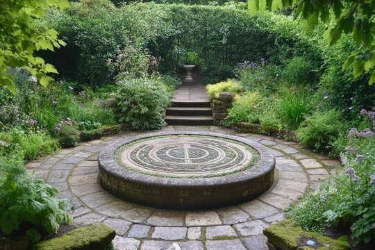 Vesica Piscis in Ornate Garden Design at Chalice Well Gardens
