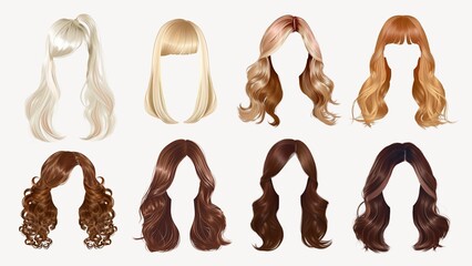 Hair style isolated image set