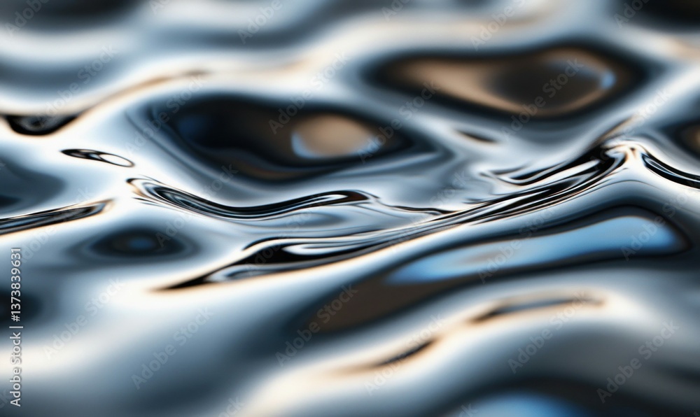 Poster abstract liquid metal creates a dynamic and modern background with flowing metallic curves and refle