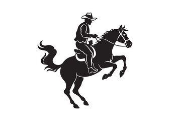 Cowboy riding a bucking rodeo horse silhouette Vector