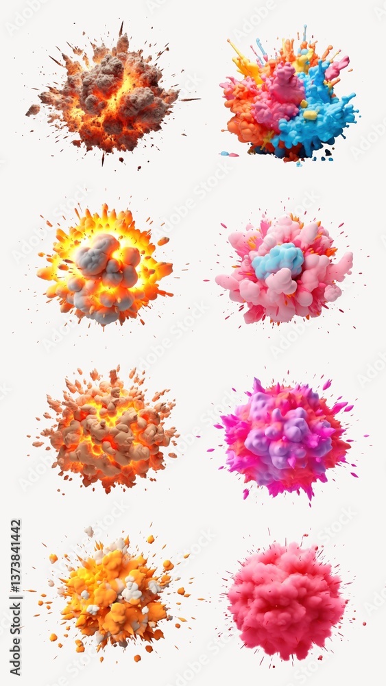 Poster 3d color explosion design element set